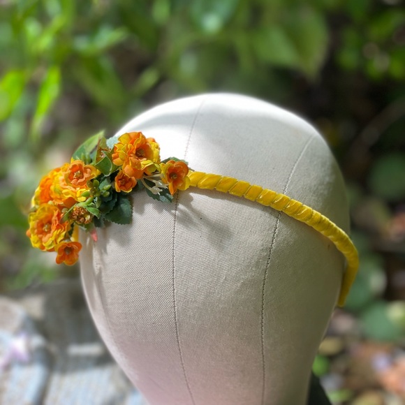 Yellow Orange Wild Rose Headband - Picture 10 of 16